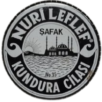 TARİHLİ NURİ LEFLEF ŞAFAK MARKA NO 35 ANTİKA SİYAH BASKILI TENEKE KUTULU KUNDURA AYAKKABI CİLASI