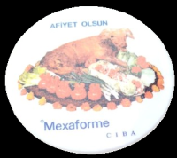 1960 MEXAFORME CIBA İLAÇ REKLAMLI MELAMİN MASAÜSTÜ SICAK KAP VE TENCERE ALTLIĞI NİHALE