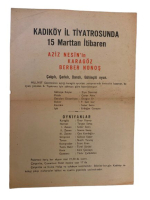 KADIKÖY İL TİYATROSU ''KARAGÖZ BERBER NONOŞ'' TİYATRO OYUN TANITIM EL İLANI