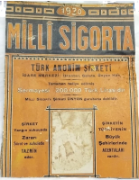 1930 MİLLİ SİGORTA REKLAMLI İSTANBUL ŞEHREMANETİ PULLU ERKEN CUMHURİYET TAKVİM KARTONU
