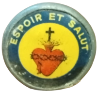 1910'LAR 1. DUNYA SAVASI FRANSA ÜRETİMİ A. AUGIS MARKA SACRÉ-COEUR EMAYE ASKERİ DİNİ KORUYUCU ROZET.
