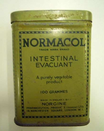 NORMACOL INTESTINAL EVACUANT HOME FRONT 1940'LAR NORMACOL KOLAY BAĞIRSAK TAHLİYESİ TENEKE KUTU