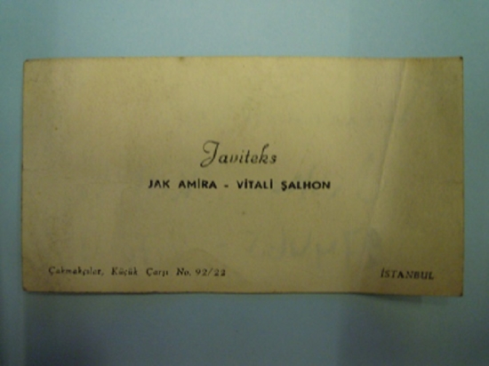 JAVİTEKS JAK AMİRA - VİTALİ ŞALHON KARTVİZİT 