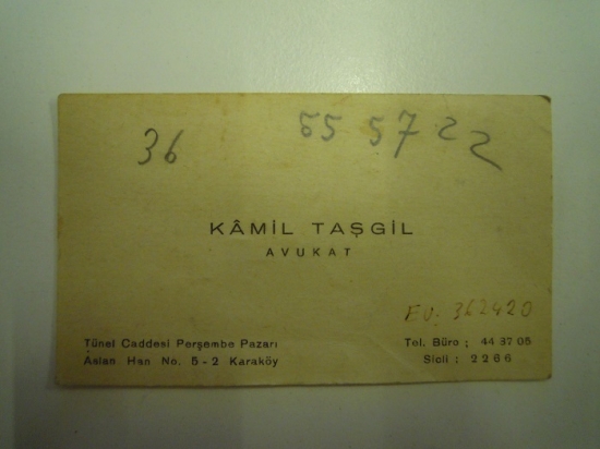 KAMİL TAŞGİL KARTVİZİT