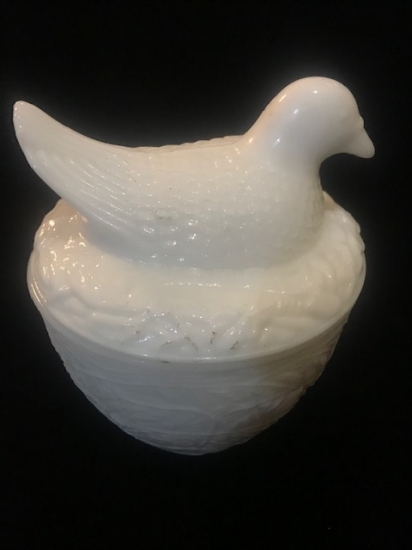 BEYAZ KAPAKLI OPALİN GÜVERCİN FORM AVON KIREM KABI 