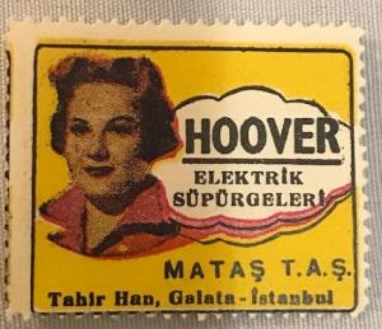 HOOVER ELEKTRİKLİ SÜPÜRGE VİNYET REKLAM PULU 30.36 mm 1950 