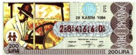 MİLLİ PİYANGO ÇEYREK BİLET 200 LİRA 284660 SERİ NOLU 29 KASIM 1984 ÇEKİLİŞİ 
