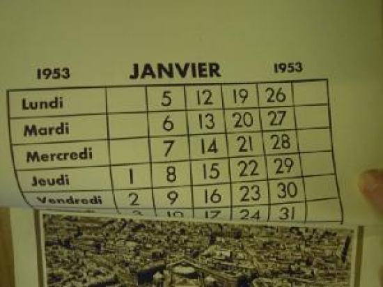 1953 YILIN TAKVİMİ AYLIK YAPRAK SİYAH BEYAZ 