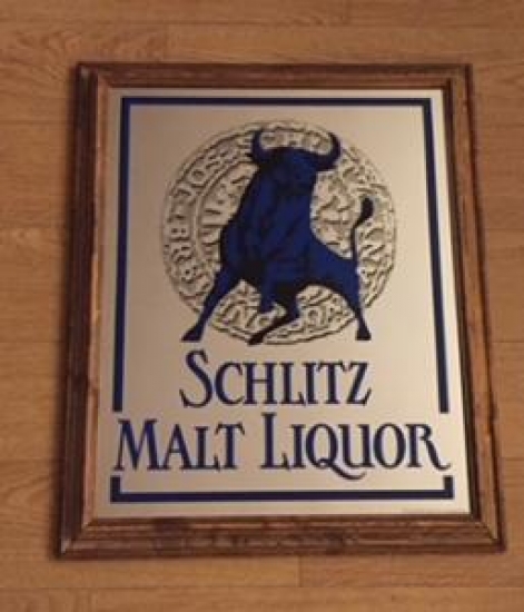 CAM ALTI AYNA REKLAM LİKÖR SCHLITZ MALT LIQUOR MİRROR ADVERTİSEMENT CERCEVELİ TABLO 