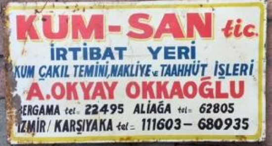 İNŞAAT KUM CAKIL NALBUR REKLAMI TENEKE EL CİZİM TABELA 62 X 32 CM 