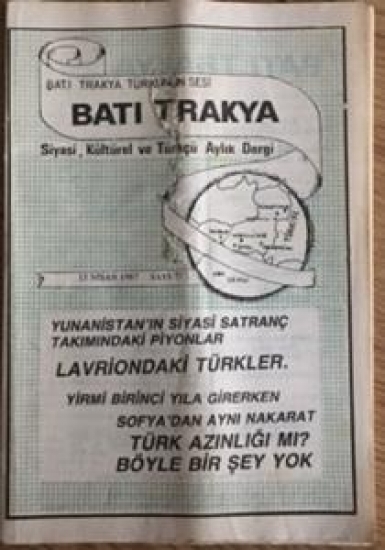 BATI TRAKYA TÜRKÜNÜN SESİ BATI TRAKYA SİYASİ,TÜRKCE AYLIK DERGİ SAYI 241 15 NİSAN 1987 