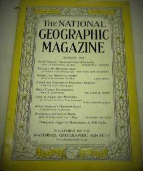 THE NATIONAL GEOGRAPHIC MAGAZINE AUGUST  1940 YILI AMERİKAN BASKI DERGİ 