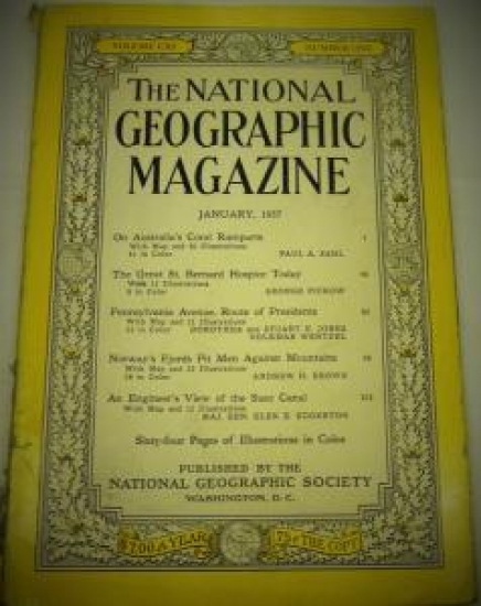 THE NATIONAL GEOGRAPHIC MAGAZINE JANURY  1957 YILI AMERİKAN BASKI DERGİ 