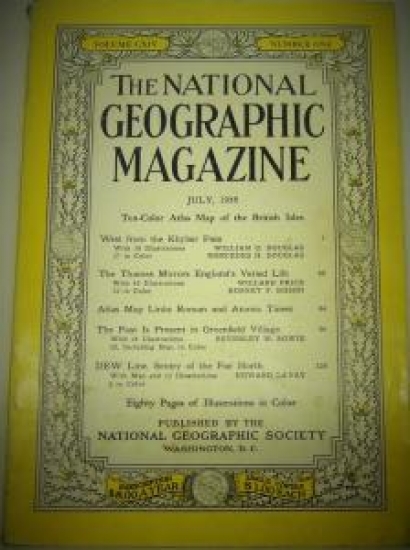 THE NATIONAL GEOGRAPHIC MAGAZINE JULY  1958 YILI AMERİKAN BASKI DERGİ 