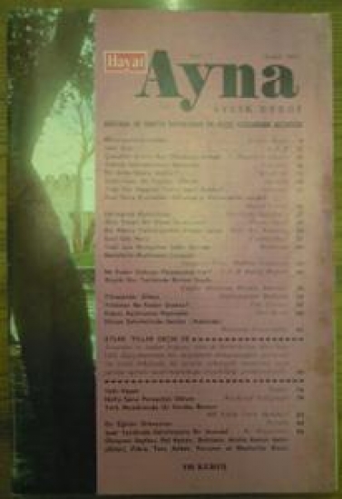 HAYAT AYNA AYLIK DERGİ SAYI :1. ARALIK 1971 