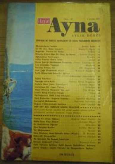 HAYAT AYNA AYLIK DERGİ SAYI :10. 1 EYLÜL 1971 