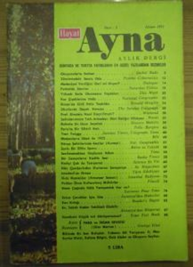 HAYAT AYNA AYLIK DERGİ SAYI :5. NİSAN 1972 
