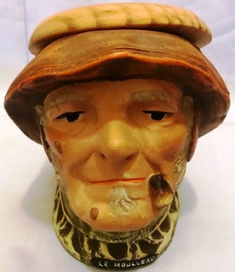 FRANSIZ 1950 KAPİTOMENTO EL BOYAMA TÜTÜN SAKLAMA KABI AHŞAP KAPAKLI  LE MOULLEAU 