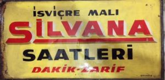 SİLVANA SAAT Çİ  TAMİR TABELA SI TENEKE YAĞLI BOYA EL YAPIMI 