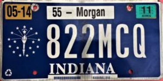 55-MORGAN 822 MCQ INDIANA TENEKE OTO PLAKA ORJİNAL 