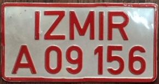 İZMİR POLİS ARABASI METAL PLAKA  ALÜMİNYUM  A 09 156 NUMARALI 