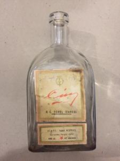 TEKEL İNHİSARLAR CİN MANTAR ŞİŞE ETİKETLİ 1940 YILLAR 