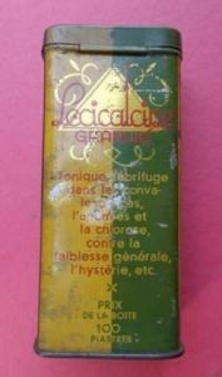 İKİ DİLDE YAZILI  LESİKALSİD GRANULE LECİCALCİNE GRANULE TENEKE İLAC KUTU 