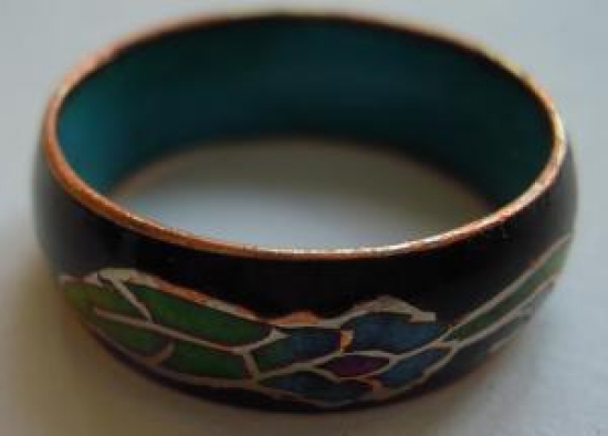 SİYAH EL YAPIMI MİNELİ ŞIK BAYAN YÜZÜK 