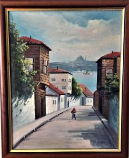 İLCAN ORCİN İMZALI TUAL ÜZERİ YAĞLI BOYA 48 X 38 ÖLÇÜLERDE 