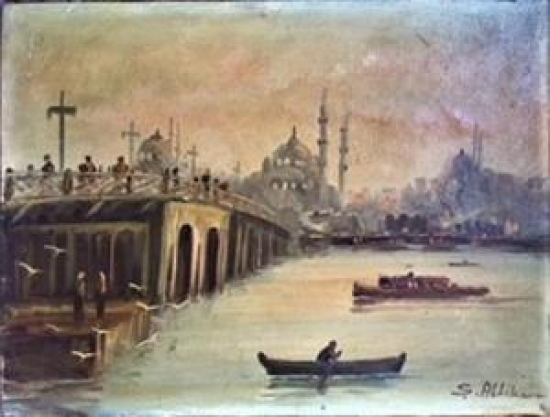 KARAKÖY DEN EMİNÖNÜ YAĞLI BOYA RESİM SANATÇI İMZALI TABLO 