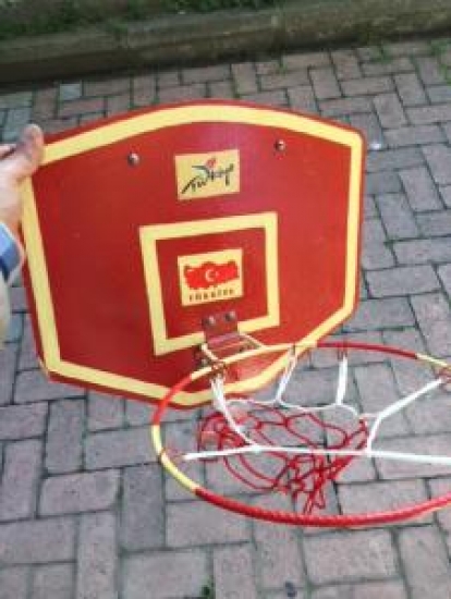 1970 BASKET POTASI AHŞAP ASILABİLİR EL BOYAMASI YERLİ SERİ EL YAPIMI 