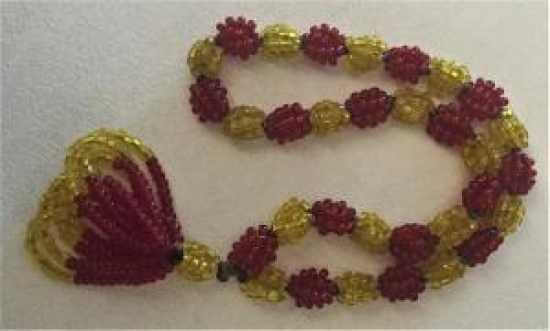 EL İŞİ HAPİSHANE İŞİ SARI KIRMIZI BONCUK İŞİ TESPİH 