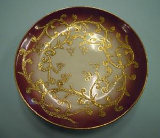 KÜTAHYA PORSELEN ALTIN İŞLEME EL İŞİ ÖZEL TASARIM TABAK 