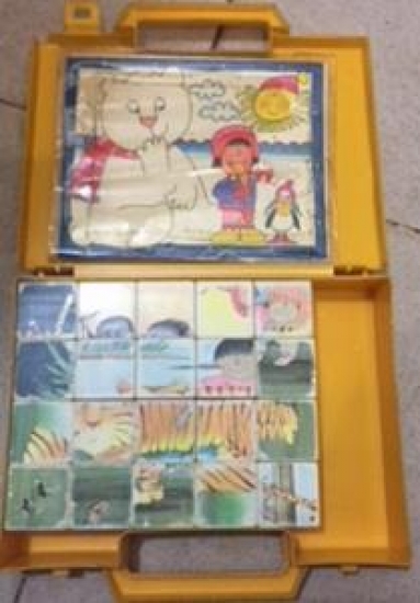 UNİCEF TARAFINDAN TASARLANIP DUNYA COCUKLARINA VERİLMİŞ SARI PLASTİK KUTUSUNDA EKSİKSİZ LOGO 6 ÇEŞİT FARKLI RESİMLİ ZEKA OYUNU OYUNCAK 