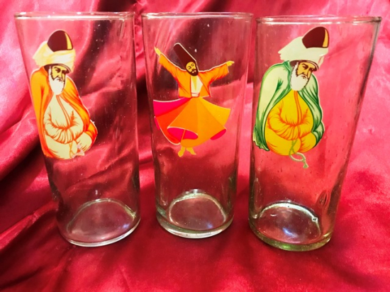 MEVLANA 3 ADET EL BOYAMA ŞERBET BARDAĞI 