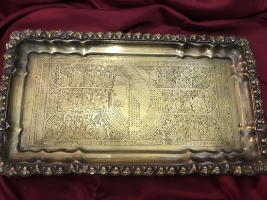 MISIR MİTOLEJİK KALEM İŞ CİZİMLER PİRİNC TEPSİ 18X32 