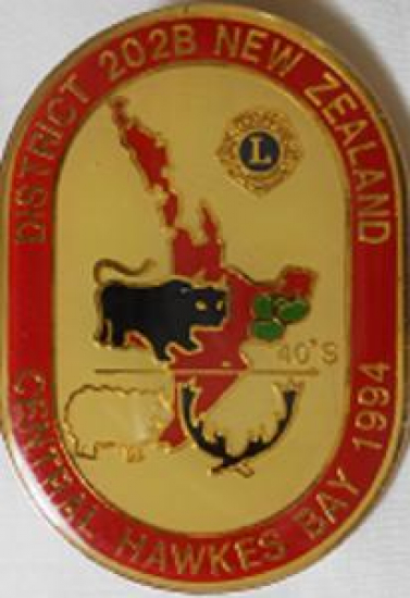 DISTRICT 202B NEW ZEALAND CENTRAL HAWKES BAY 1994 LİONS CLUP YAKA ROZET ORJİNAL METAL 