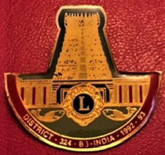 LİONS KÜLÜP RÖZET DISTRICT-324-B3-INDIA-1992-93