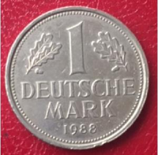 1 DEUTSCH MARK 1988 DEUTSCHLAND.F.BUNDESREPUBLIK METAL PARA 