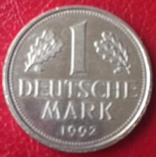 1 DEUTSCH MARK 1992 DEUTSCHLAND.G.BUNDESREPUBLIK METAL PARA 