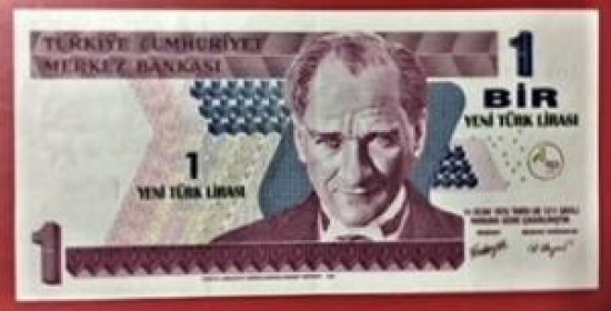 8 EMİSYON ÇİL KAĞIT 1 YENİ TÜRK LİRASI A 06 177779 SENİ NO 