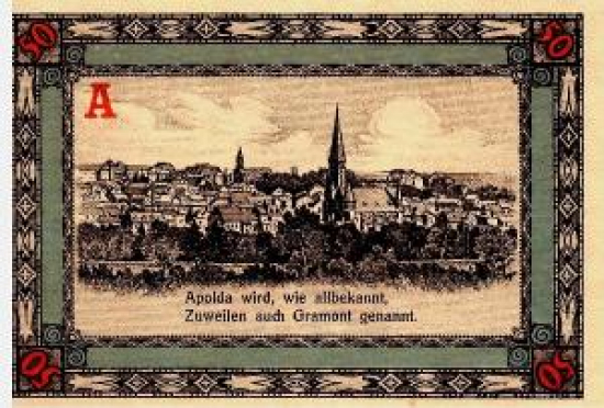 ALMAN NOTGELD KAĞIT PARA ALMANYA TÜRİNGEN KASABASI 50 PFENNİG 1.AUGULF.1921 