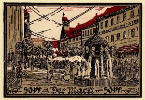 ALMAN NOTGELD KAĞIT PARA ALMANYA TÜRİNGEN KASABASI 50 PFENNİG 31.07.1921 