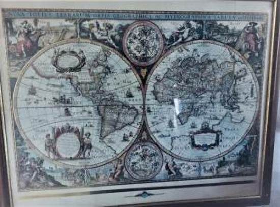 DÜNYA HARİTASI CERCEVESİNDE TABULA ESKİ BASKI