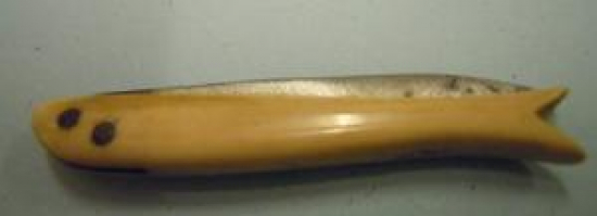 KEMİK SAPLI EL YAPIM BURSA EYEM BALIK ŞEKLİNDE ÇAKI 