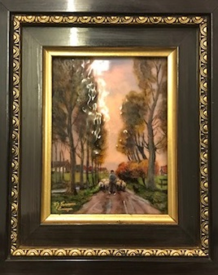 LİMOGES EMAYE EL CALIŞMA RESİM ORJİNAL ÇERÇEVESİ SANATÇI İMZALI ORJİNAL KOLEKSİYON 