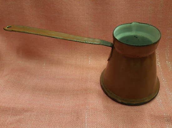 TİRYAKI KULPLU TEK FİNCANLIK EMAYE CEZVE 