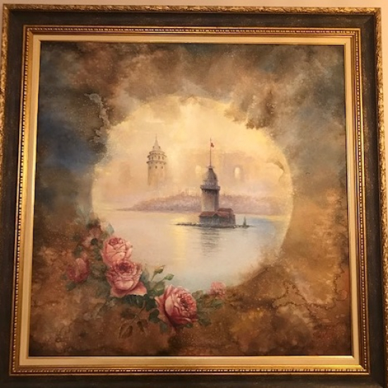 D.1944  O.2024 YAKUP HÜSEYİNZADE İMZALI İSTANBUL TUAL ÜZERİ YAGLI BOYA CALIŞMASI