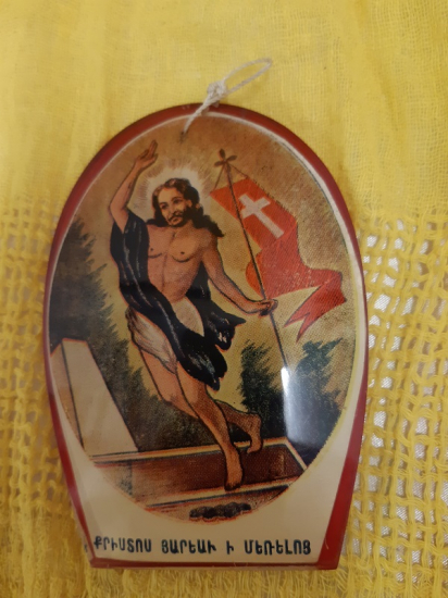 HAZRETİ İSA NIN CANLANIP GÖGE CIKIŞINI ANLATAN METAL DUVAR SÜSÜ İKONA