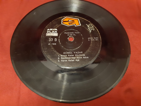 ARYA PLAK 33  MİNİ LP 6 ŞARKI GÖNÜL YAZAR YERLİ PLAK 